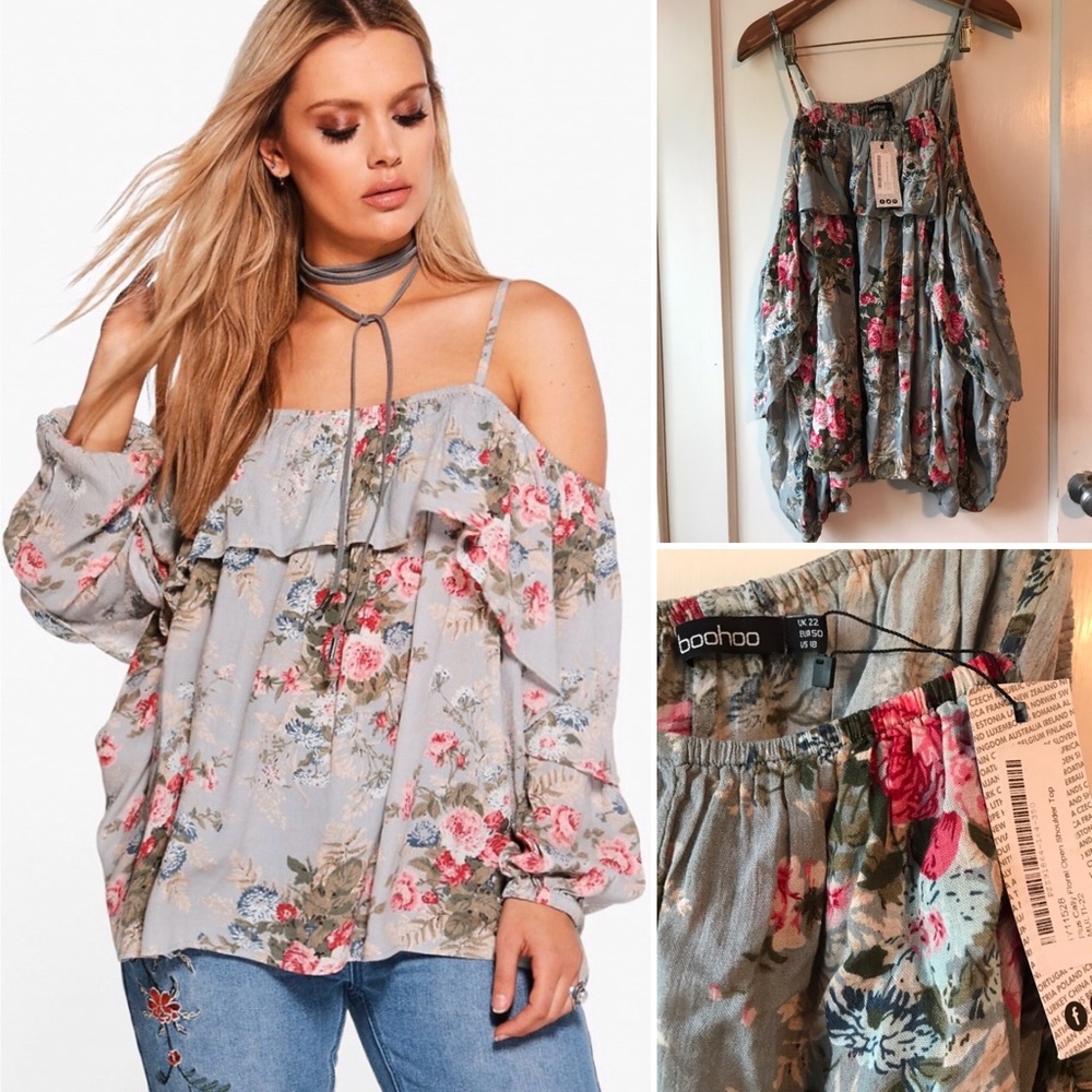 Floral Open Shoulder Top